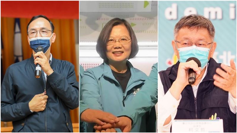 國民黨主席朱立倫(左)、民進黨主席蔡英文(中)、民眾黨主席柯文哲(右)備戰九合一。(組合圖/資料照)