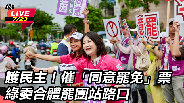 催「同意罷免」票 綠委合體罷團站路口