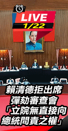 賴清德拒出席彈劾審查會