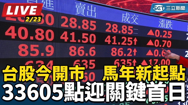 台股今開市 馬年新起點33605點迎首日