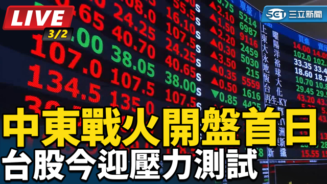 中東戰火開盤首日　台股今迎壓力測試