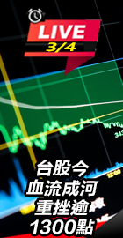 台股今重挫逾1300點