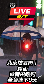 鋒面+西南風報到　全台下9天