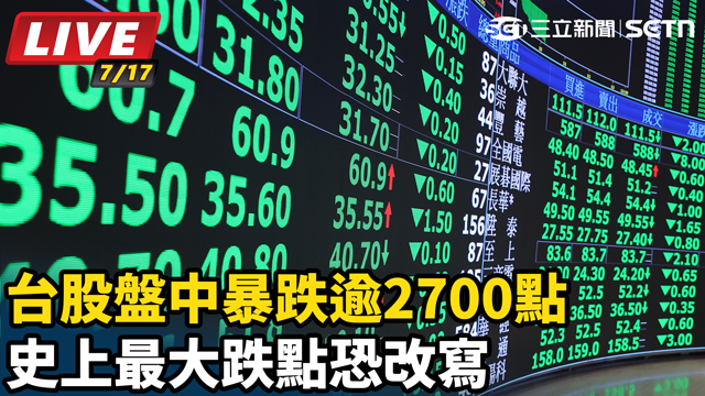 台股盤中暴跌逾2700點