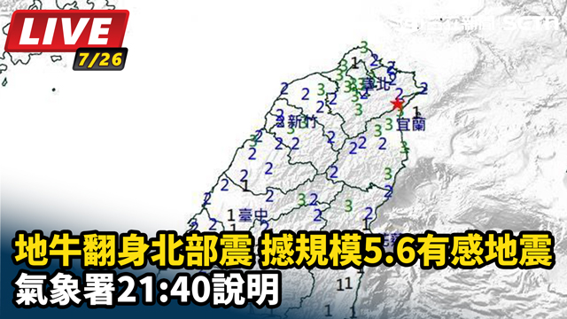 地牛翻身北部震撼！規模5.6有感地震