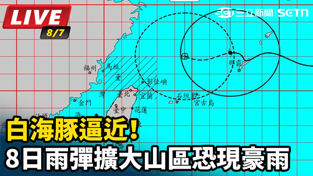 白海豚逼近！8日雨彈擴大山區恐現豪雨