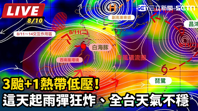 3颱+1熱帶低壓！雨彈狂炸、全台天氣不穩