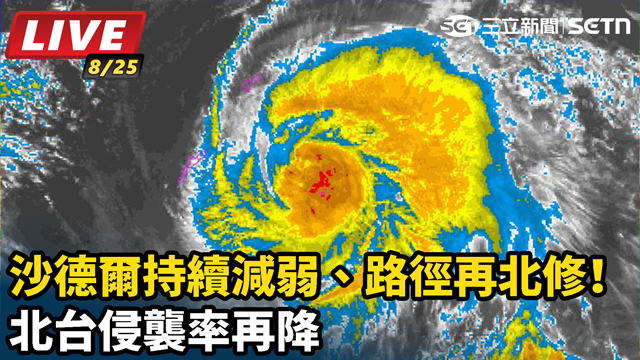 沙德爾持續減弱、路徑再北修北台侵襲率再降