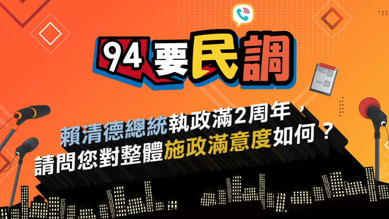 520總統賴清德執政滿2周年，2年來您對整體滿意度評價如何？