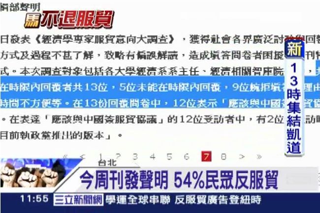 12位經濟學者挺服貿? 今周刊反駁