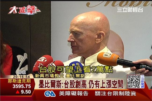 墨比爾斯：台股2020年上看2萬點
