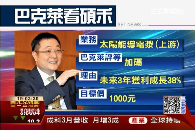 下個「千金」　巴克萊點名太陽能碩禾