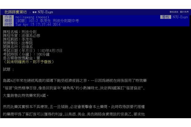 李茂生考「福冒」議題　鄉民瘋狂朝聖