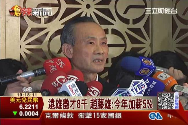 遠雄徵才8千　趙藤雄：今年加薪5%