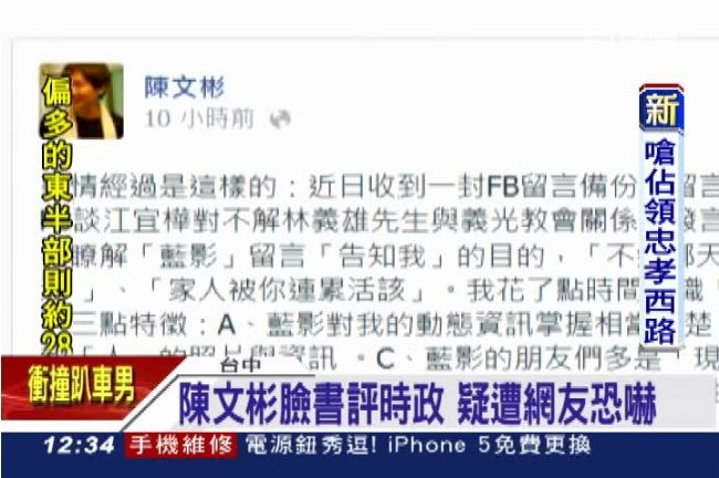 臉書被罵「去死」！導演陳文彬遭恐嚇