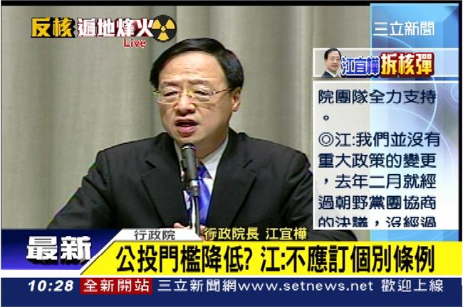 公投門檻低？江揆：不應訂個別條例