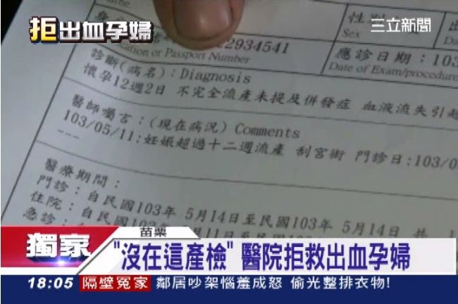 獨／「妳沒病歷！」醫院拒救出血孕婦