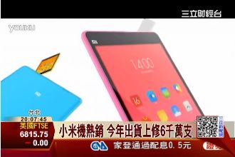 小米機銷量「火」　急追單勝華、友達