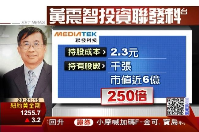 科技大老黃震智　靠聯發科賺250倍