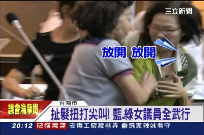 台南市2女議員　扭打扯髮上演全武行