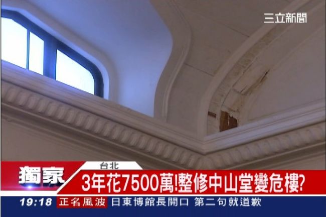 7500萬整修中山堂　古蹟有如危樓