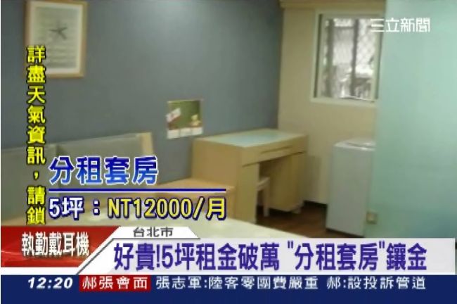 北市分租套房貴　5坪大租金破萬