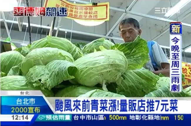  麥德姆來了　高麗菜每顆飆200元