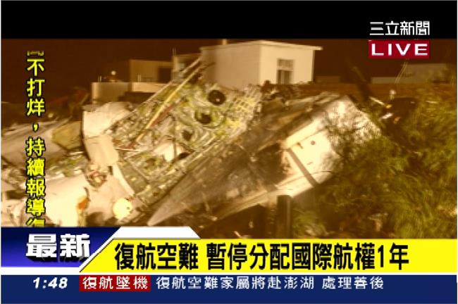 澎湖空難　復興航空暫停分配國際航線