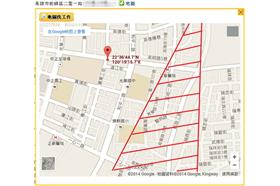 高雄二聖路連宜貿易公司地址（紅線為爆炸區域）（圖／翻攝自104人力銀行網站）