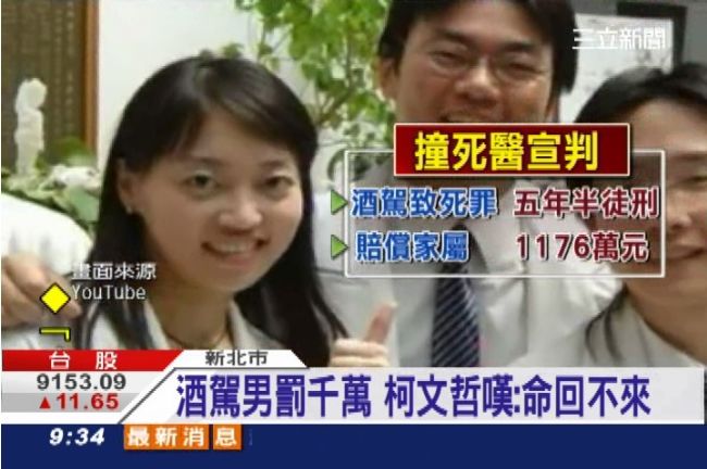 酒醉撞死柯文哲愛徒　判5年半罰千萬