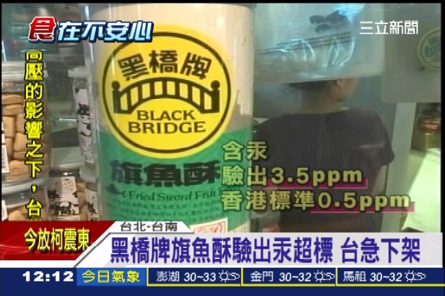 黑橋牌旗魚酥　香港驗出汞超標7倍