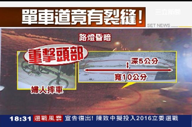 單車道大裂縫害婦摔癱　國賠584萬