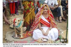 印度少女、狗－圖／翻攝每日郵報