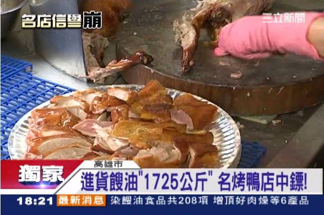 誤用餿油1725公斤　名烤鴨店中鏢