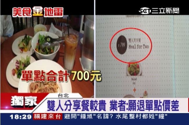 別掉進消費陷阱　雙人分享餐比單點貴