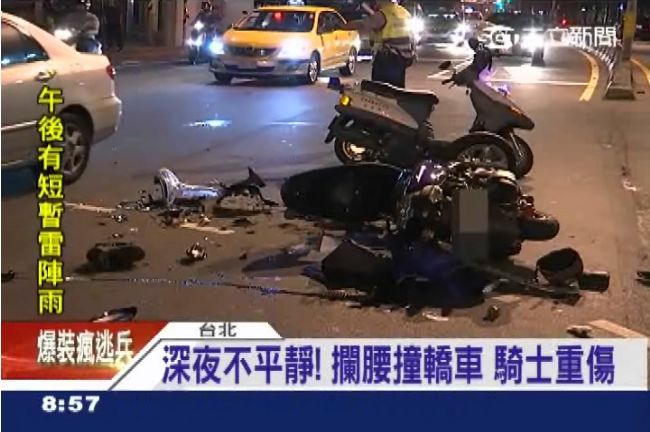 攔腰撞轎車力道猛烈　 騎士重傷急救