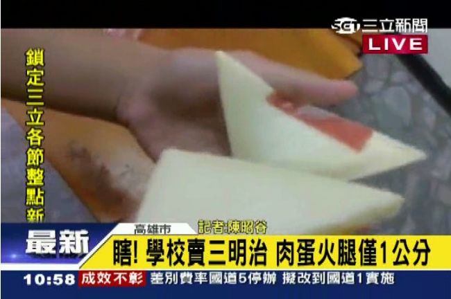 三明治料僅1公分　國中生拍攝分解片