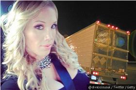 ▲20位民眾和女星摩爾「交流」貨櫃車。（圖／翻攝自鏡報）