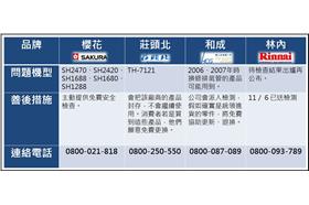 黑心熱水器表格