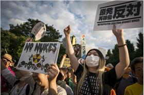 日本鹿兒島核電廠核能抗議(達志影像)