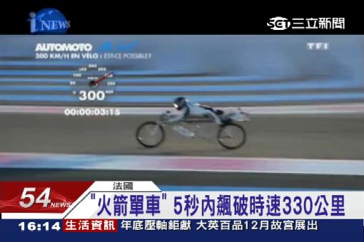 火箭單車7秒衝400米! 完勝法拉利