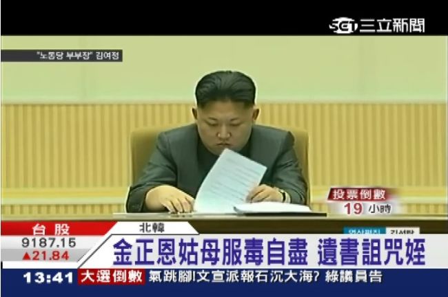 金正恩姑母服毒自盡　留下遺書詛咒姪