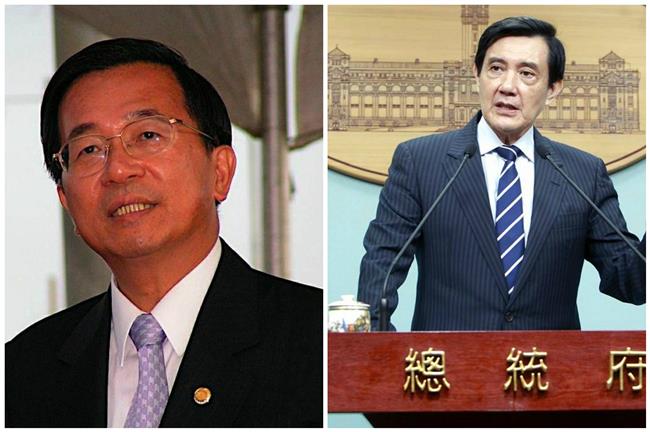 前總統馬英九和陳水扁兩人曾是國民兩黨的政治金童。（合成圖／取自維基百科和馬英九FB）