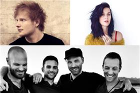 Ed Sheeran,Katy Perry,Coldplay(Facebook)