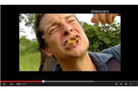 男子吃毛毛蟲(圖翻攝至youtube)