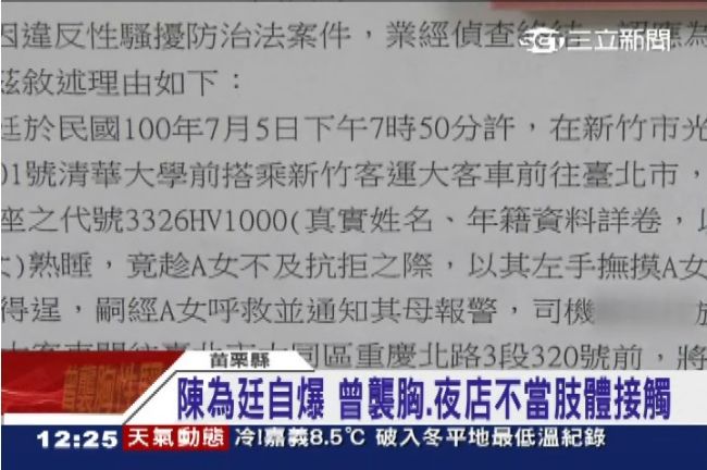 陳為廷起訴書曝光！搭客運以左手襲胸