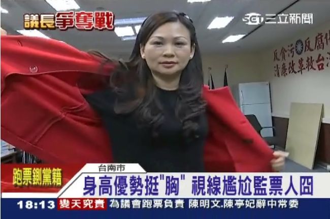 好殺！南市藍營議員挺「胸」遮亮票