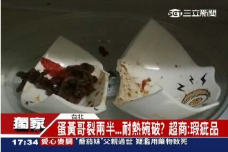 獨／蛋黃哥碗裝水竟裂開　超商稱瑕疵