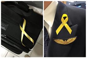 黃絲帶,華航,抗議, (臉書截圖)