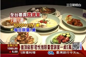 甄嬛傳料理超奢華　限量料理一桌5萬